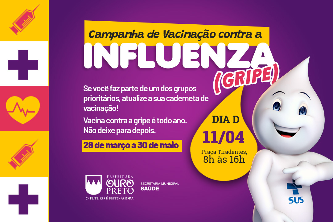 Ouro Preto intensifica vacinação contra a gripe e realiza Dia D neste sábado (11)